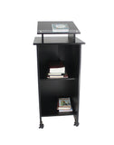 Black Wood Podium Pulpit Lectern Event Debate Speech School Mobile Wheel Castors
