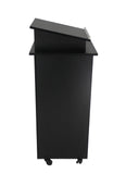 Black Wood Podium Pulpit Lectern Event Debate Speech School Mobile Wheel Castors