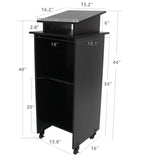 Black Wood Podium Pulpit Lectern Event Debate Speech School Mobile Wheel Castors