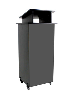 Black Wood Podium Pulpit Lectern Event Debate Speech School Mobile Wheel Castors