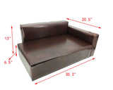Dog Sofa Bed Brown Synthetic Leather Recliner L Lounge Chair Couch Seat Chaise 30x20x13 Seating area is 27x16 Great for Smaller Dogs Parts nested. Peel black liners to find smaller parts.10058