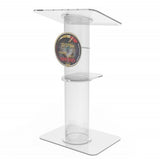 Clear Church Pulpit Event Lectern Plexiglass Acrylic Debate Podium School Logo