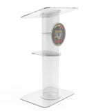 Clear Church Pulpit Event Lectern Plexiglass Acrylic Debate Podium School Logo