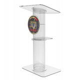 Clear Church Pulpit Event Lectern Plexiglass Acrylic Debate Podium School Logo