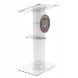 Clear Church Pulpit Event Lectern Plexiglass Acrylic Debate Podium School Logo