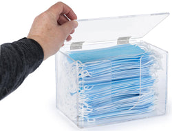 Acrylic Earloop Style Face Mask Dispenser w/ Hinged Top   Clear