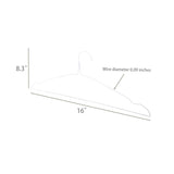 10 PK White Thin Metal Wire Clothes Hangers 16X8.5" Light Weight Hangers 100701-NEW