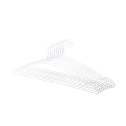 10 PK White Thin Metal Wire Clothes Hangers 16X8.5" Light Weight Hangers 100701-NEW