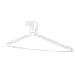 Metal Wire Cloth Hanger Coat Hanger White Vinyl Coat Dry Hanger 10 Pack 16X8"  100701