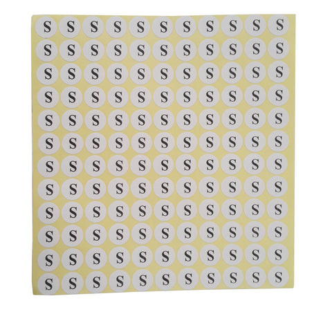 S Adhesive Sticker Clothes Label 1 SHEET of 132 Stickers 100709