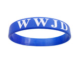 Blue Silicone Wristband Bracelet WWJD Christian Gift