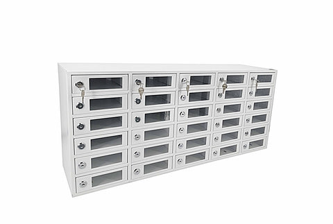 30 Slot Cell Phone Storage Station Lockers Clear Window Classroom Police Visitor