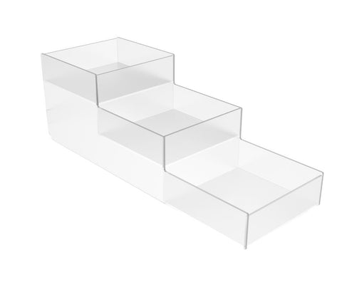 FixtureDisplays Clear Acrylic 3-Tier Countertop Display - Ideal for Candy, Vanity, and Toiletries - 6 x 6 x 18 100811