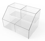 FixtureDisplays? Small 4-Slot Double Wide Tiered Acrylic Desktop Organizer - Ideal for Makeup and Pens 100813