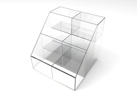FixtureDisplays? Clear Acrylic 3-Tier 6-Bin Candy and Literature Display - 12.5 H x 12 W x 12.5 D 100815