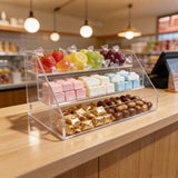 FixtureDisplays? Clear Acrylic 3-Tier Retail Bin with Brochure Holder - Ideal for Candy, Dry Food, and Literature Display 100817