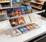FixtureDisplays? Clear Acrylic 3-Tier Retail Bin with Brochure Holder - Ideal for Candy, Dry Food, and Literature Display 100817