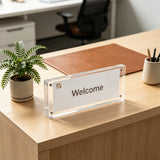 FixtureDisplays? Plexiglass Acrylic Sign Holder Logo Block Picture Frame - 8 x 3 100834