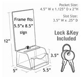 FixtureDisplays® Plexiglass donation/suggestion box with a pocket, 5.5" x 5" x 3.5" 100846