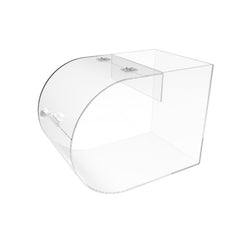 FixtureDisplays? Acrylic Round Candy Dispenser - Transparent Treats Rack with Curved Plexiglass Bin - 7 1/2 W Open Top Design 100853