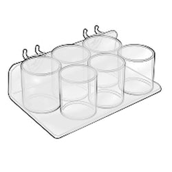 FixtureDisplays® Pack of 2 Plexiglass Acrylic 6-Cup Trays for Pegboard/Slatwall 100935