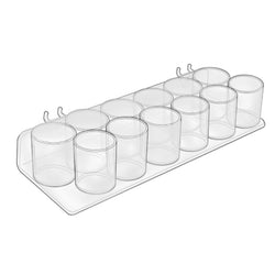 FixtureDisplays® Pack of 2 Plexiglass Acrylic 12-Cup Trays for Pegboard/Slatwall 100936