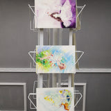 32 Adjustable Pockets Display Rack 5x7 7x5 up to 8.5" Wide X 8" Tall Cards, 1.27" deep Pockets, Double Tier Greeting Post Card Christmas Holiday Spinning Rack Stand White 10095-WHITE.Light Rust at Tube Ends 10095-WHITE