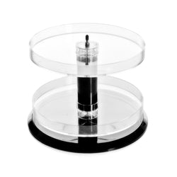 FixtureDisplays? Acrylic Two-Tier Round Tray with Revolving Base, 8H - No Dividers 100953