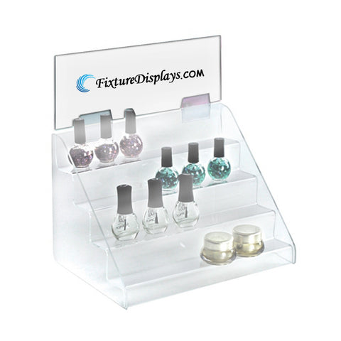 FixtureDisplays® Clear Acrylic 4-Tier Counter Step Display - 12" 100958