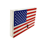 American Flag Concealed Gun Cabinet Safe Wall Mount Art Decor Metal Wood w/ Lock