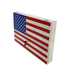 American Flag Concealed Gun Cabinet Safe Wall Mount Art Decor Metal Wood w/ Lock