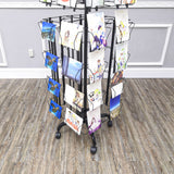 64 Adjustable Pockets Display Rack 5x7 7x5 up to 9.3 Wide X 8 Tall Cards, 1.27 deep Pockets, Double Tier Greeting Post Card Christmas Holiday Spinning Rack Stand Black 11603 M BLK