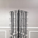 64 Adjustable Pockets Display Rack 5x7 7x5 up to 9.3 Wide X 8 Tall Cards, 1.27 deep Pockets, Double Tier Greeting Post Card Christmas Holiday Spinning Rack Stand Black 11603 M BLK