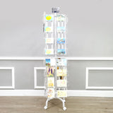 64 Adjustable Pockets Display Rack 5x7 7x5 up to 9.3 Wide X 8 Tall Cards, 1.27 deep Pockets, Double Tier Greeting Post Card Christmas Holiday Spinning Rack Stand White 11603-H-WHT