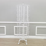 64 Adjustable Pockets Display Rack 5x7 7x5 up to 9.3 Wide X 8 Tall Cards, 1.27 deep Pockets, Double Tier Greeting Post Card Christmas Holiday Spinning Rack Stand White 11603-L-WHT