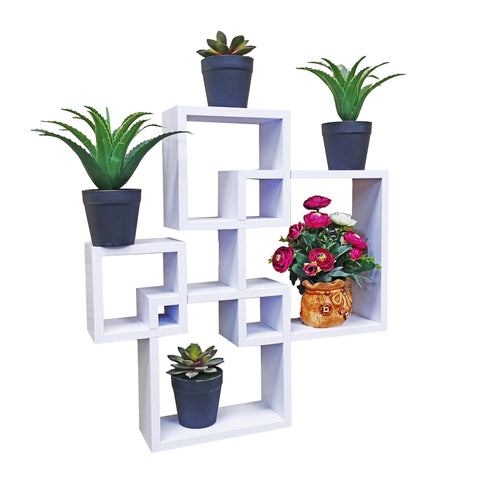 FixtureDisplays? Wall Mount Cube Set Intersecting Shelves White 10151