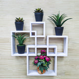 FixtureDisplays? Wall Mount Cube Set Intersecting Shelves White 10151