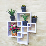 FixtureDisplays? Wall Mount Cube Set Intersecting Shelves White 10151