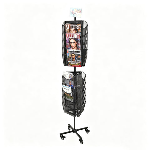 30 Pocket Mesh File Holder Magazine Rotating Rack Literature Display Floor Stand 10156