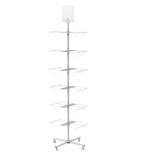 FixtureDisplays® Bucket Rotating Display Rack, White Metal Retail Rack Can Hold (but not including) 24 Plastic Clear Bin 10157