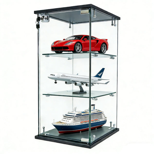 12.3X14.3X27" Clear Glass Showcase 3-Tier Countertop Display Collectible Bakery 10162