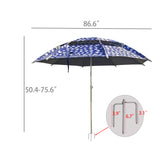 87" White Blue Outdoor Umbrella Adjustable Height Patio Sidewalk Vending Shop 10165-UMBRELLA