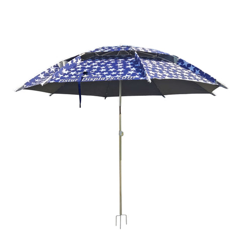 large adjustable patio umbrella 87" White Blue Outdoor Umbrella Adjustable Height Patio Sidewalk Vendi – FixtureDisplays