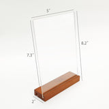 5x7" Acrylic Sign Holder Slant/Vertical Design Wood Base Tabletop Picture Frame 10174-5x7 L-24PK