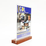 5x7" Acrylic Sign Holder Slant/Vertical Design Wood Base Tabletop Picture Frame 10174-5x7 L-24PK