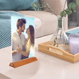 5x7" Acrylic Sign Holder T Shape Clear Picture Frame Wood Base CountertopDisplay 10175-5x7 T-24PK