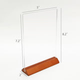 5x7" Acrylic Sign Holder T Shape Clear Picture Frame Wood Base CountertopDisplay 10175-5x7 T-24PK