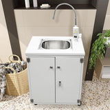 24X18X39" Portable Mobile Sink Hot Water Temperature Control Hand Wash Station 10180F