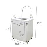 24X18X39" Portable Mobile Sink Hot Water Temperature Control Hand Wash Station 10180F
