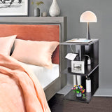 12X14X24" Compact Night Stand Side Table USB 110V C Power Charging Strip 10189